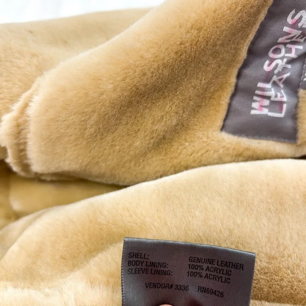Wilsons Leather Tan Genuine Leather Faux Shearling Coat Womens Size XL - Picture 8 of 8